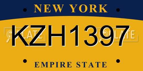 KZH1397 New York License Plate