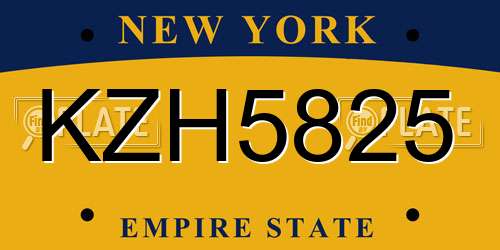 KZH5825 New York License Plate