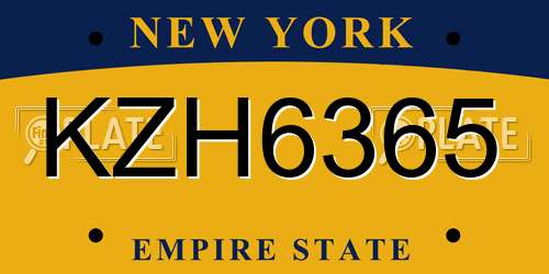 KZH6365 New York License Plate