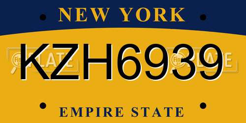 KZH6939 New York License Plate