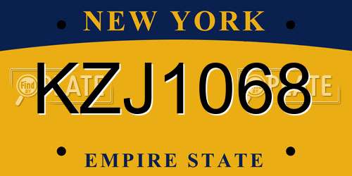KZJ1068 New York License Plate