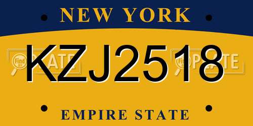 KZJ2518 New York License Plate