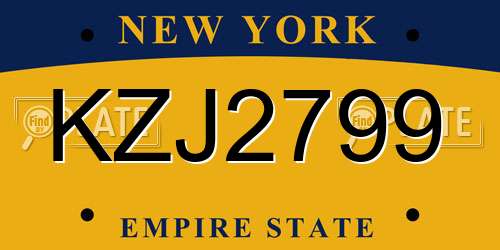 KZJ2799 New York License Plate