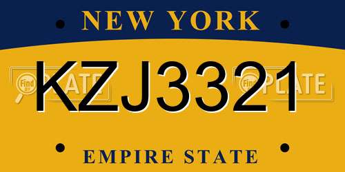 KZJ3321 New York License Plate