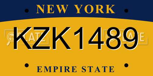 KZK1489 New York License Plate