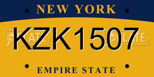 KZK1507 New York License Plate