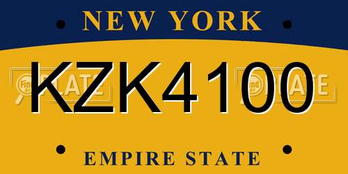 KZK4100 New York License Plate