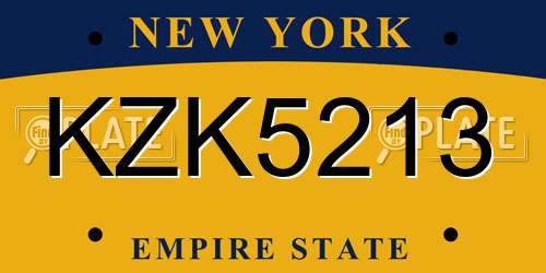 KZK5213 New York License Plate