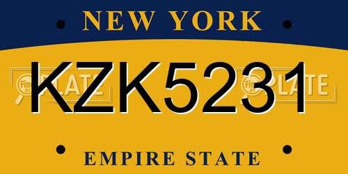 KZK5231 New York License Plate