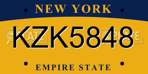 KZK5848 New York License Plate