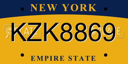 KZK8869 New York License Plate