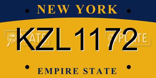KZL1172 New York License Plate