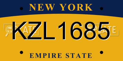 KZL1685 New York License Plate