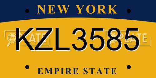 KZL3585 New York License Plate