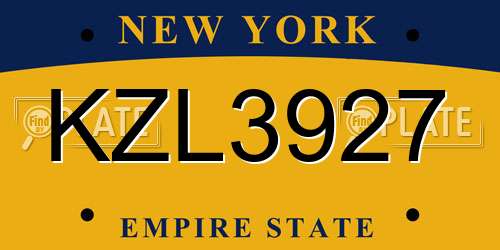 KZL3927 New York License Plate