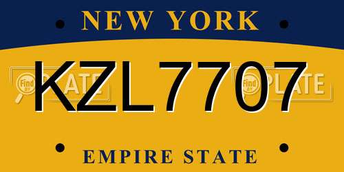 KZL7707 New York License Plate