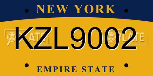 KZL9002 New York License Plate