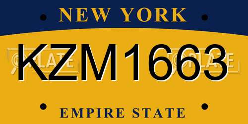 KZM1663 New York License Plate