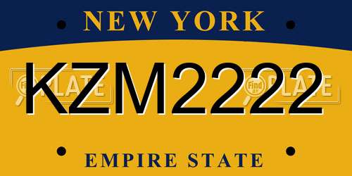 KZM2222 New York License Plate