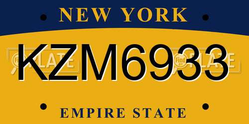 KZM6933 New York License Plate