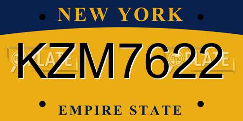 KZM7622 New York License Plate