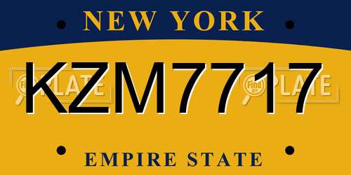 KZM7717 New York License Plate