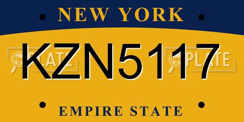 KZN5117 New York License Plate