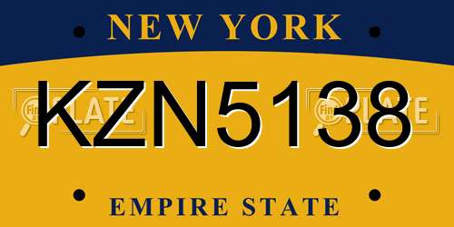 KZN5138 New York License Plate