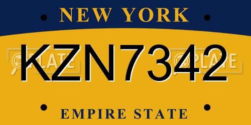 KZN7342 New York License Plate