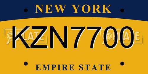 KZN7700 New York License Plate