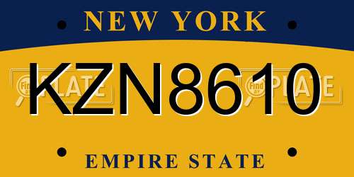 KZN8610 New York License Plate