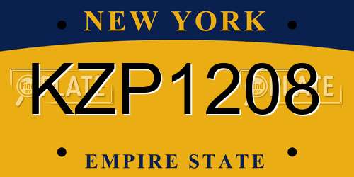 KZP1208 New York License Plate