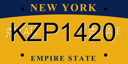 KZP1420 New York License Plate