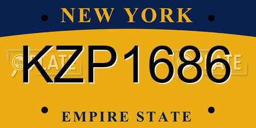 KZP1686 New York License Plate