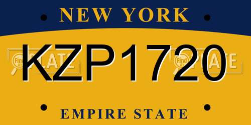 KZP1720 New York License Plate