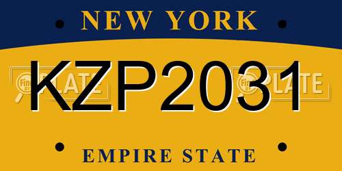 KZP2031 New York License Plate
