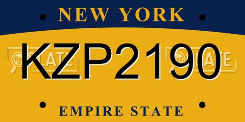 KZP2190 New York License Plate