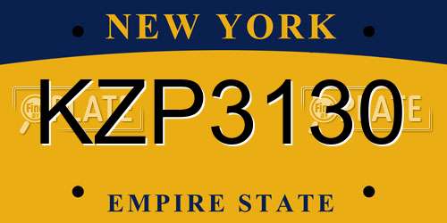 KZP3130 New York License Plate