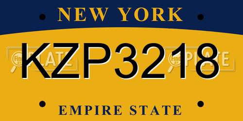 KZP3218 New York License Plate