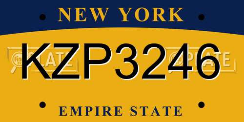 KZP3246 New York License Plate