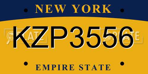 KZP3556 New York License Plate
