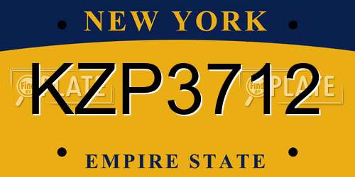 KZP3712 New York License Plate