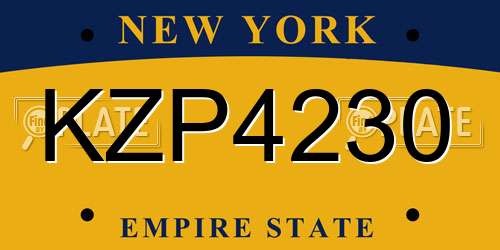 KZP4230 New York License Plate