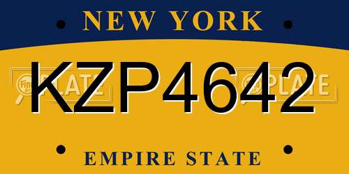 KZP4642 New York License Plate