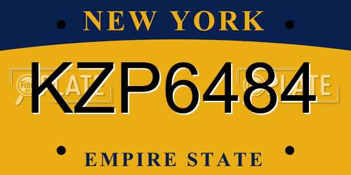 KZP6484 New York License Plate