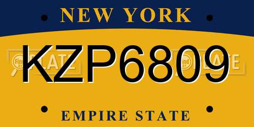 KZP6809 New York License Plate