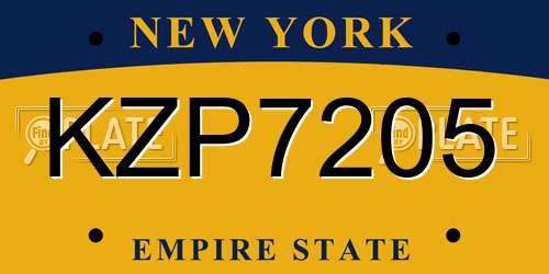 KZP7205 New York License Plate