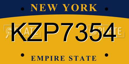 KZP7354 New York License Plate