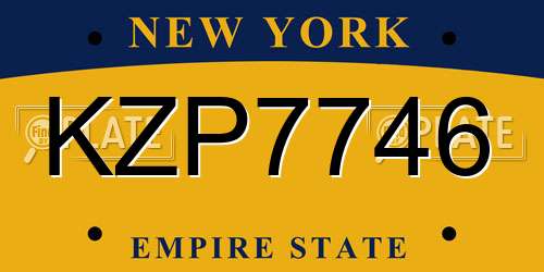 KZP7746 New York License Plate