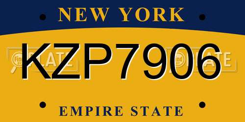 KZP7906 New York License Plate